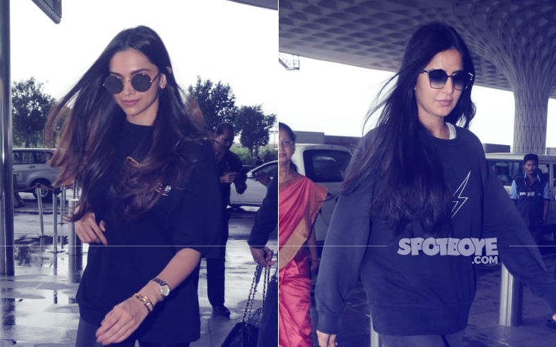 Guilty Of Twinning: Arch Rivals Deepika Padukone & Katrina Kaif Sport All-Black At The Airport