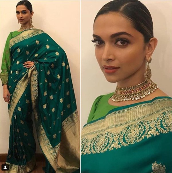 deepika padukone in a green saree