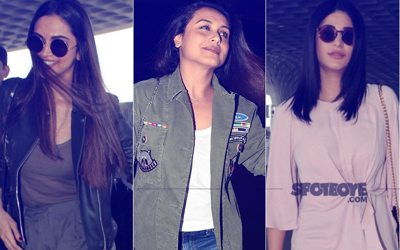 Deepika Padukone, Rani Mukerji & Shruti Haasan Look Stylish At The Airport