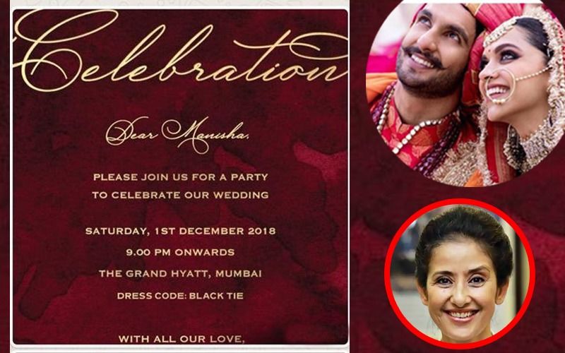 Deepika Padukone-Ranveer Singh Special Wedding Reception For Bollywood:  Manisha Koirala Puts Out Invitation Card And It Spreads Like Wildfire