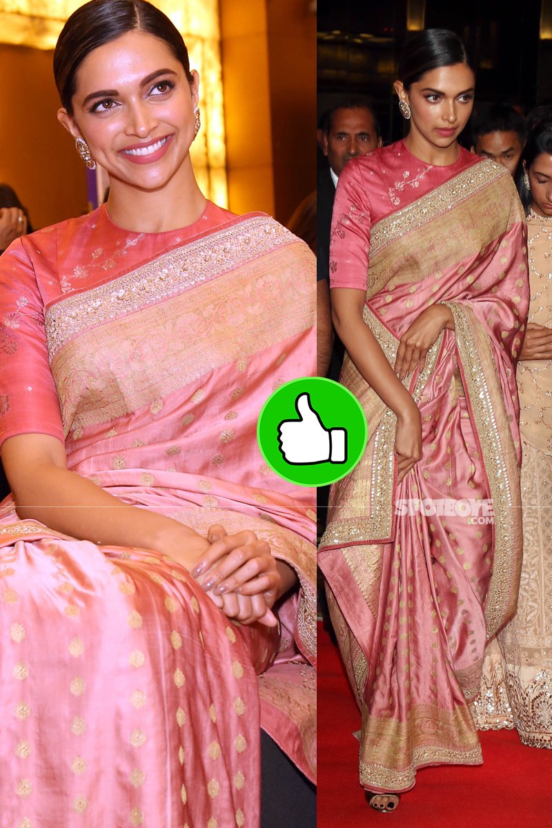 deepika padukone rocks the pink saree