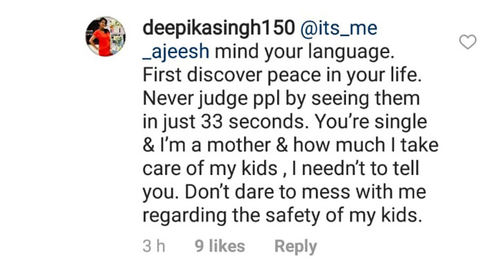 deepika singh replies to a troll