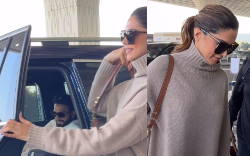 Mommy-To-Be Deepika Padukone HIDES Her Baby Bump In An Oversized Sweater, As She Arrives At Mumbai Aiport Along With Hubby Ranveer Singh- WATCH