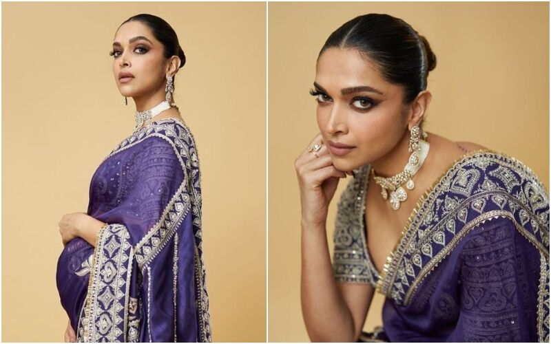 Pregnant Deepika Padukone Stuns In Royal Purple Saree! Ranveer Singh Calls Her Look His 'Beautiful Birthday Gift'