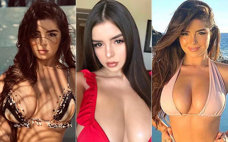 Demi Rose exposes voluptuous behind in barely-there negligee and