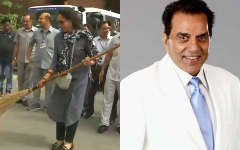 After Hema Malini Is Trolled For Picking Up A Broom, Dharmendra's 'Honest' Reaction Wins The Day And Twitter