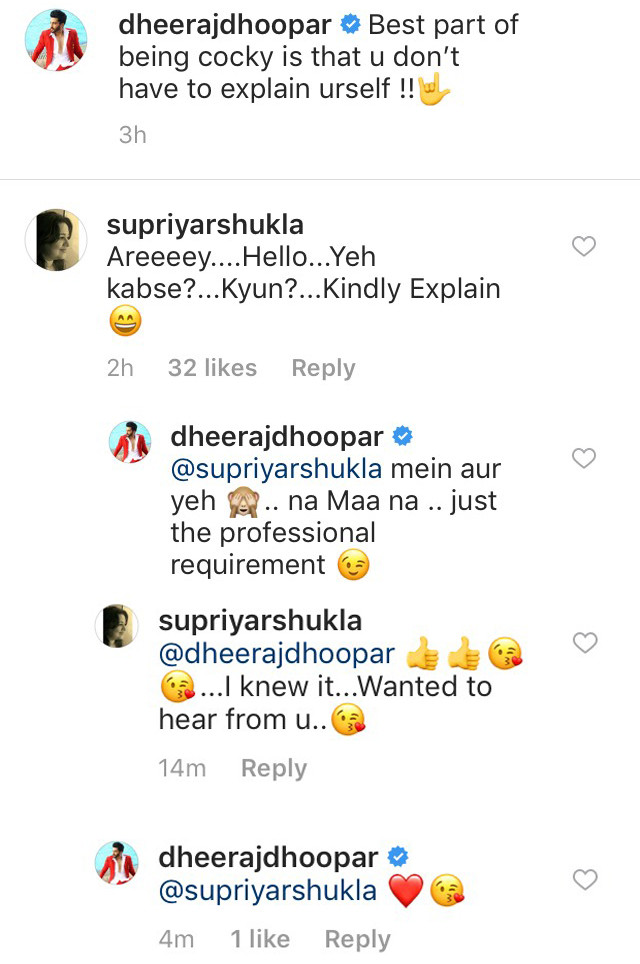 dheeraj dhoopar mother in law comments on his latest instagram post
