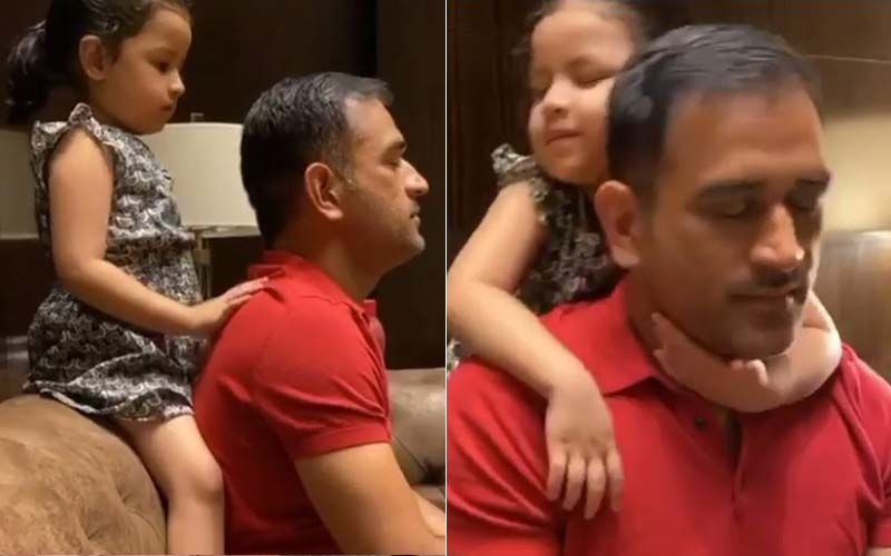 Ziva Dhoni Giving A Back Massage To MS Dhoni And Snuggling Up To Him Is The Cutest Thing You’ll See Today-VIDEO