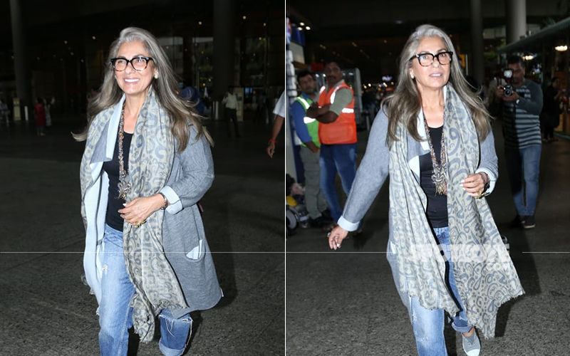 Dimple Kapadia Is All Smiles For The Photogs As She Returns From Angrezi Medium’s London Schedule
