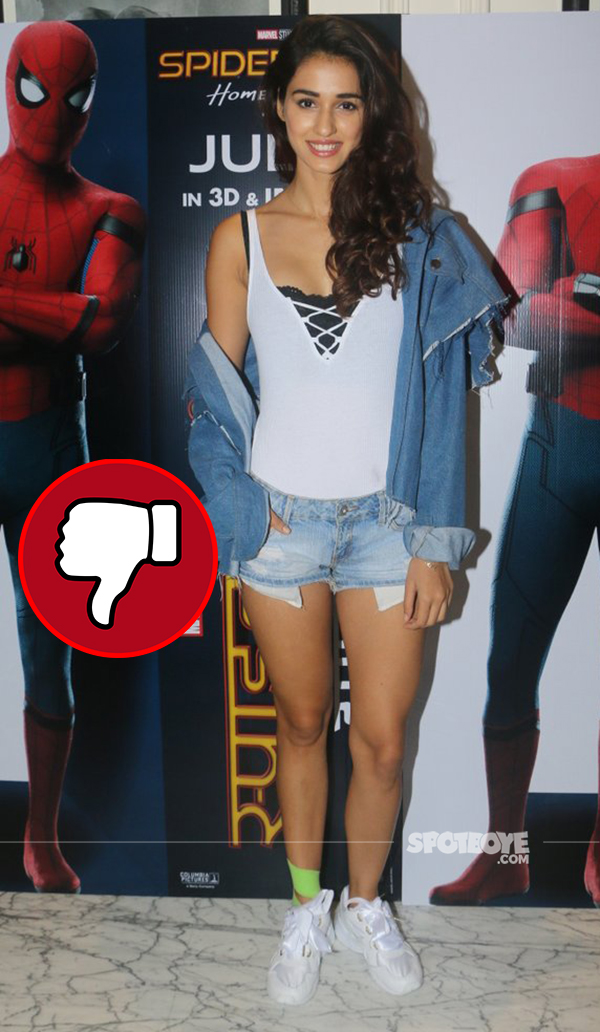 disha patani in an unflattering avatar at the spiderman screening