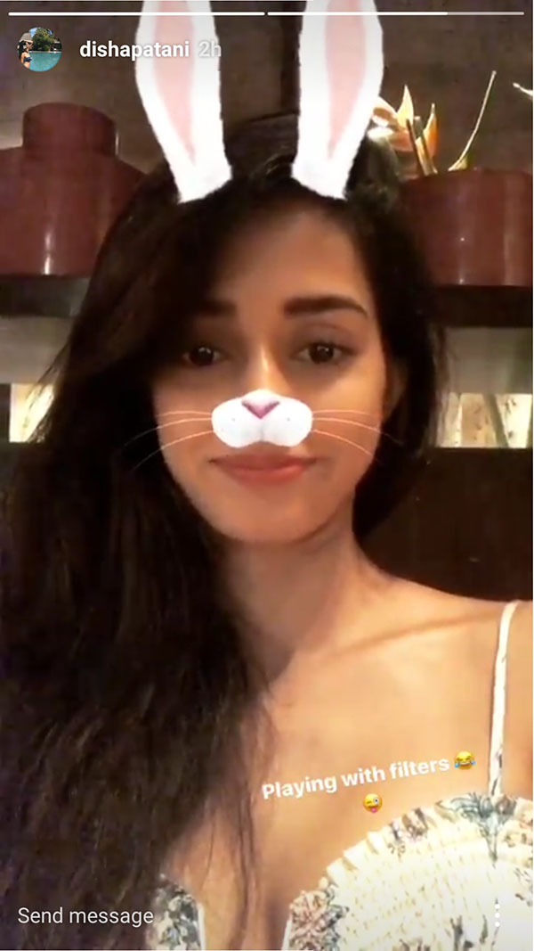 disha patani uses the bunny filter on instagram