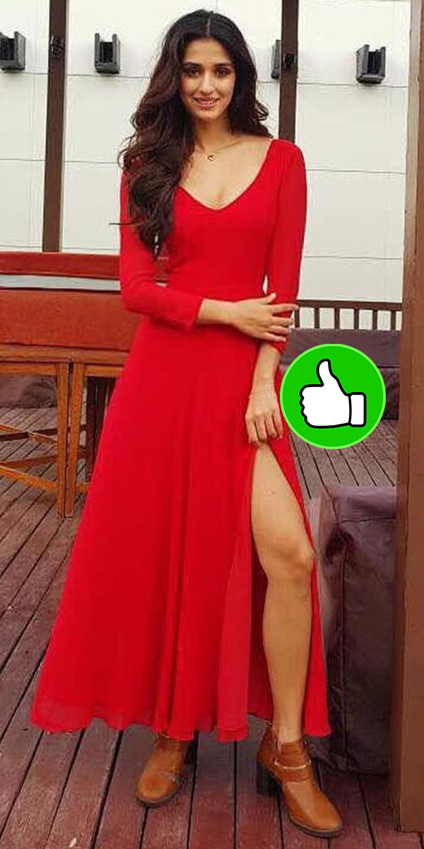 disha patanni in a red deme by gebriella