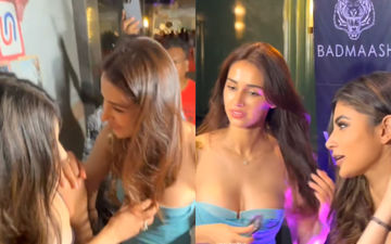Mouni Roy Hides Disha Patani's Cleavage With Her Hair As They Get MOBBED By Fans; Netizen Says, ‘Vo Khud Dikhane Ke Liye Aayi Hai’ 