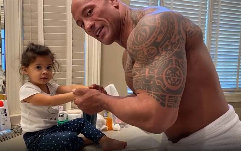 Dwayne The Rock Johnson's Daughter Orders Him To 'Shut Up And Sing' While Washing Her Hands; It's Part Of 'Pre Daddy’s Shower Ritual' - WATCH