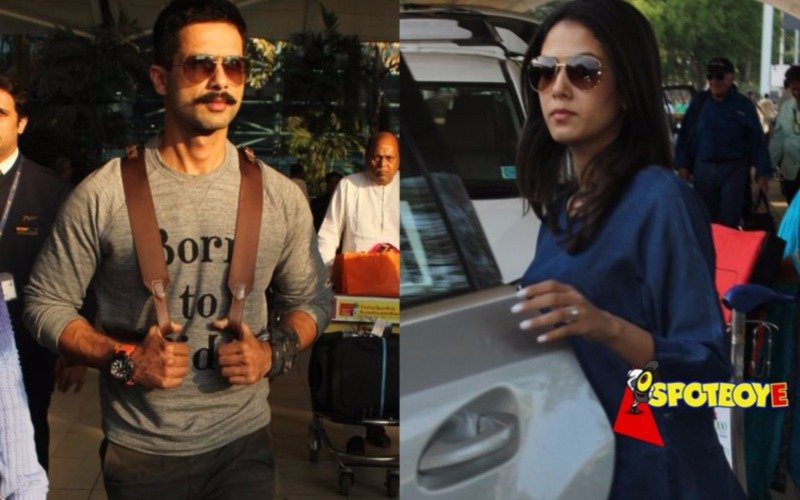 Wifey Mira receives Shahid at the airport