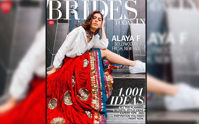Alaya F Teams Sneakers And White Cotton Shirt With An Embellished Red Ghagra; This Covergirl Is Boho And Proud