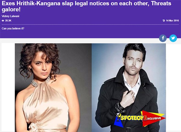 exes hrithik kangana slap legal notices on each other