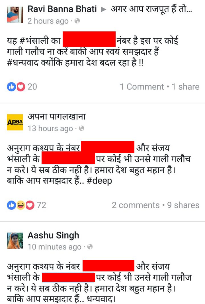 facebook posts mentioning sanjay leela bhansali number