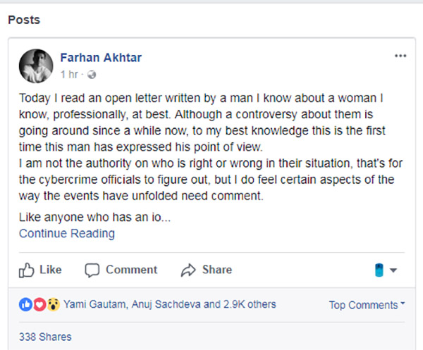 farhan akhtar facebook post