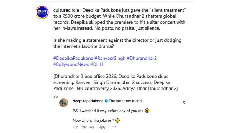  now who is the joke on deepika padukone breaks silence on dhurandhar 2 the revenge snub row