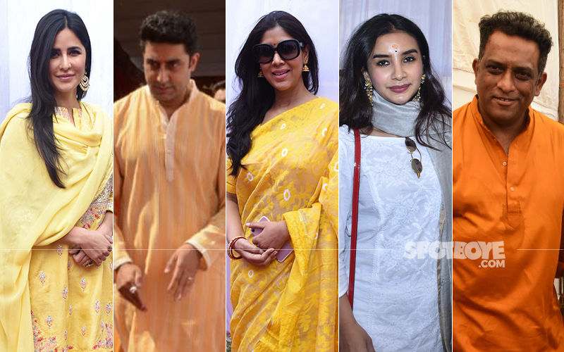 Katrina Kaif, Abhishek Bachchan, Sakshi Tanwar, Patralekhaa Seek Blessings At Anurag Basu’s Saraswati Puja