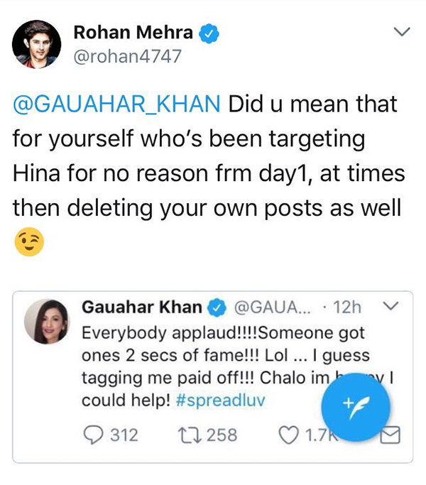 gauahar khan rohan rehra twitter war