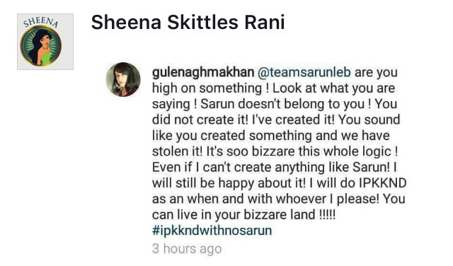 gul khan angry on sanaya irani fans