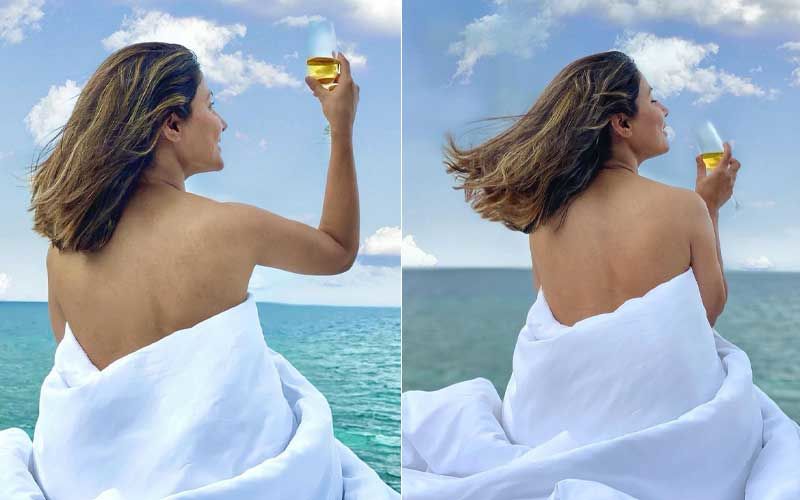 Hina Khan Goes TOPLESS; Actress Poses In A White Blanket Flaunting Her Bare Back With An Astounding Backdrop- We Feel Envious