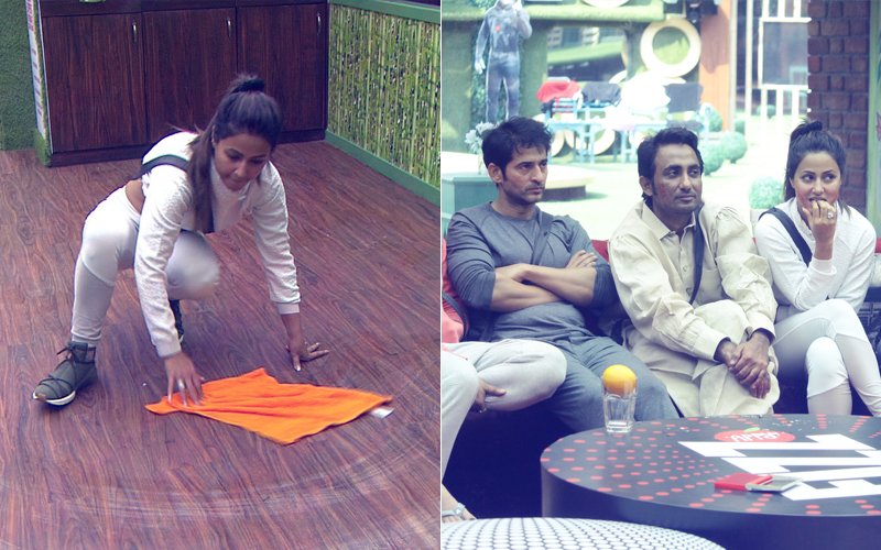 Bigg Boss 11, Day 2: Hina Khan Mops The Floor On Her Birthday; Vikas Gupta Loses His Temper