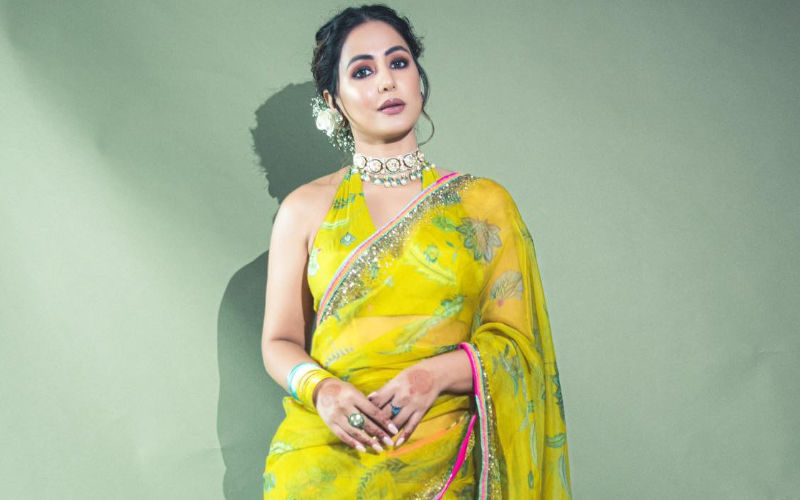 Beautiful Hina Khan In Light Green Color Digital Printed Saree | Fancy  sarees, Blouse designs, Formal dresses long