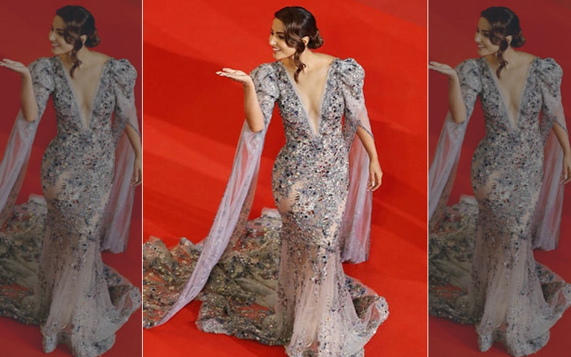 Hina Khan Is A Sexy Fuljhadi In Her Cape Sleeve Gown At Cannes Film Festival 2019