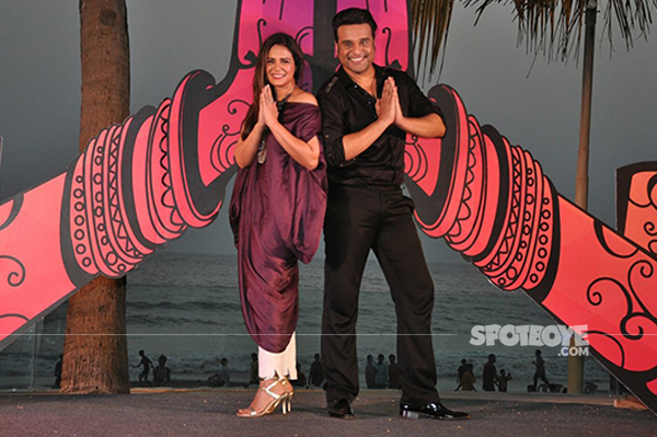 host mona singh and krushna abhishek at the launch of india banega manch in association with colors
