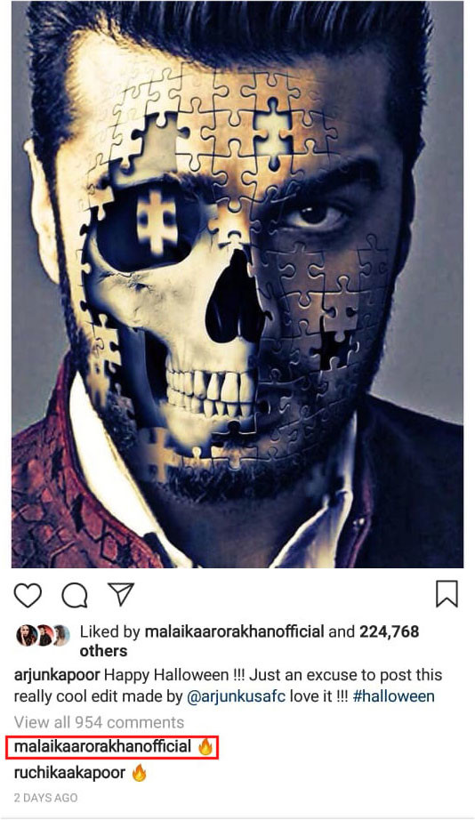 malaikas comment on arjun post