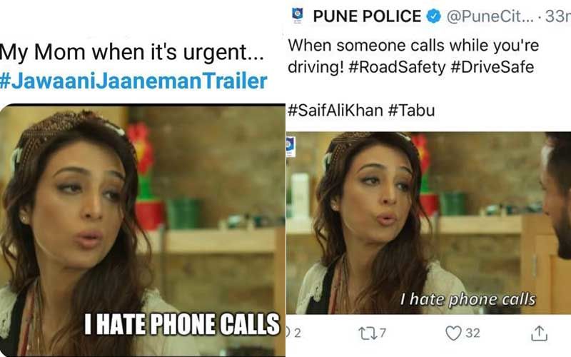 Jawaani Jaaneman Trailer Memes: Pune Police And Fans Are Digging Tabu's ‘I Hate Phone Calls’ Dialogue