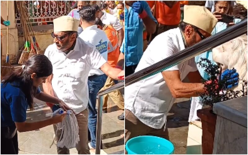 Jackie Shroff Washes Stairs At Mumbai’s Lord Ram Temple During The Cleanliness Drive; Netizens Say, ‘This Man Is Pure Hearted’- WATCH
