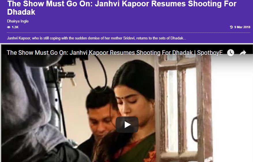 janhvi kapoor resumes shooting for dhadak