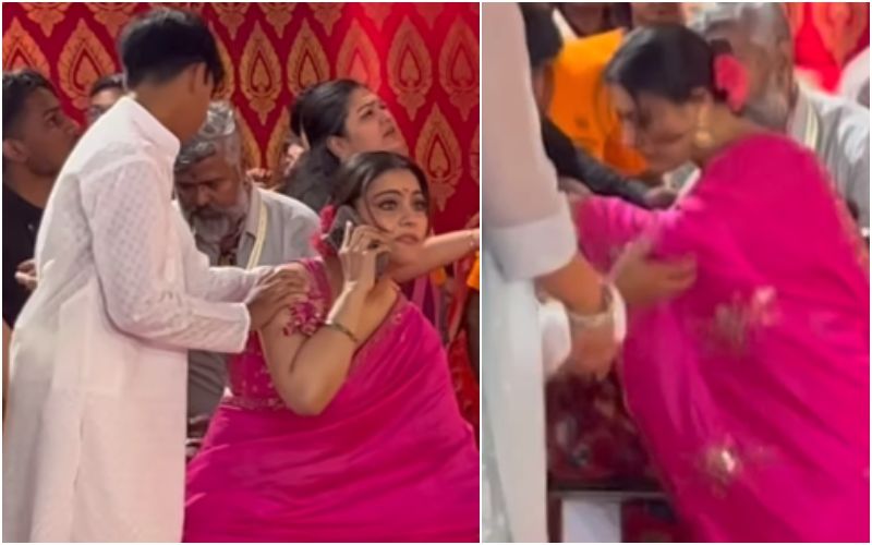 Kajol TRIPS On The Stage While Being Distracted By Her Phone, Yug Helps Her; Netizens Say, ‘Itna Girte Phadte Rehti Hai’- Video Inside