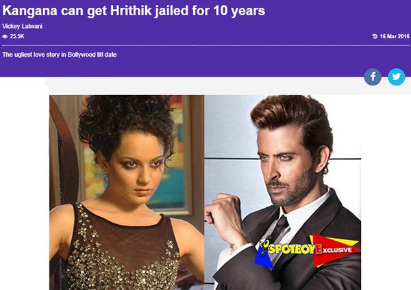 kanagana can get hrithik jailed for 10 years