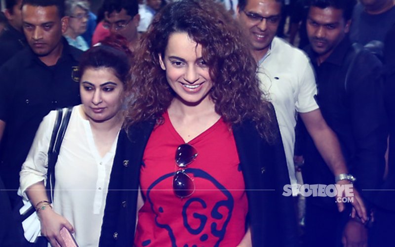 Kangana Ranaut Is The Lady In Red, Walks Out Of Jaipur Airport In Style