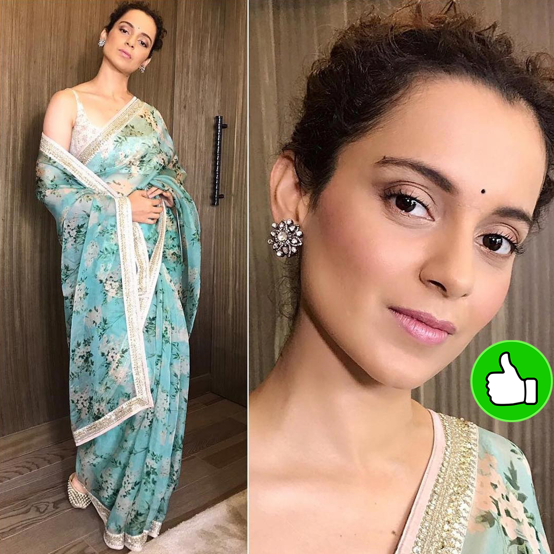 kangana ranaut in a blue saree