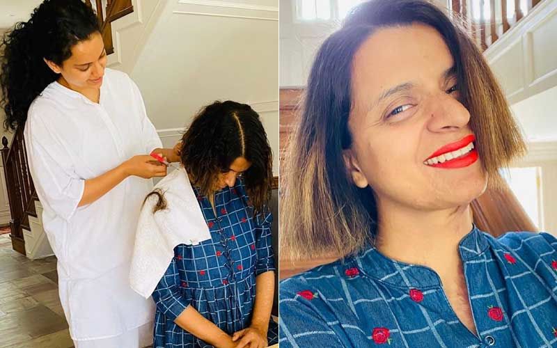 After Anushka Sharma, Kangana Ranaut Turns Hairdresser For Sister Rangoli; Says, ‘My Young-Gun-Murugan Ever Ready For Anything’