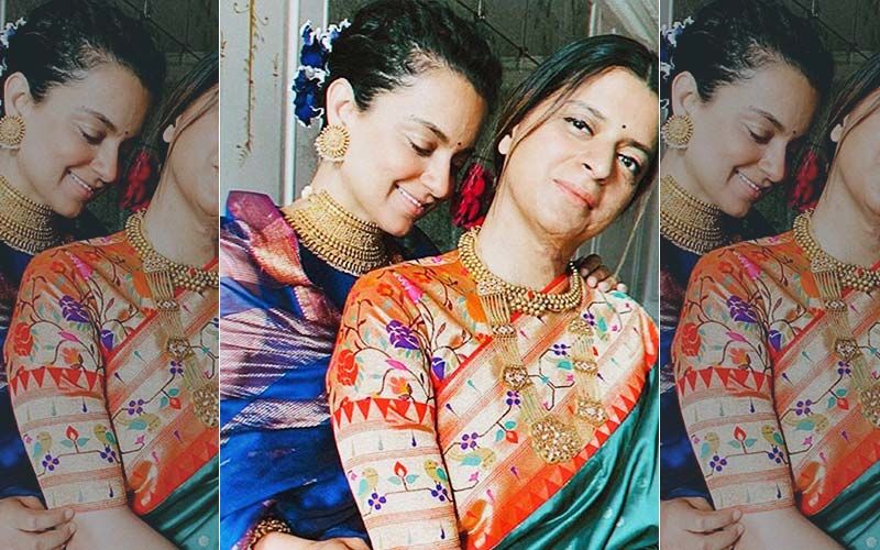 Rangoli Turns Emotional After Kangana Ranaut Wears Her Sister’s First Karwa Chauth Saree At Grih Pravesh Pooja- PICS
