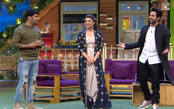 kapil sharma parineeti chopra and ayushmann khurrana promoting meri pyari bindu