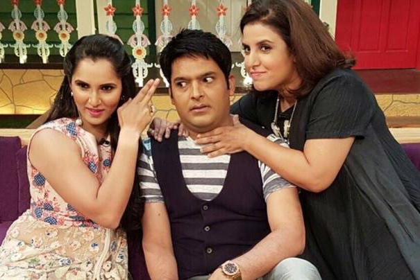 kapil sharma with sania mirza and farah khan