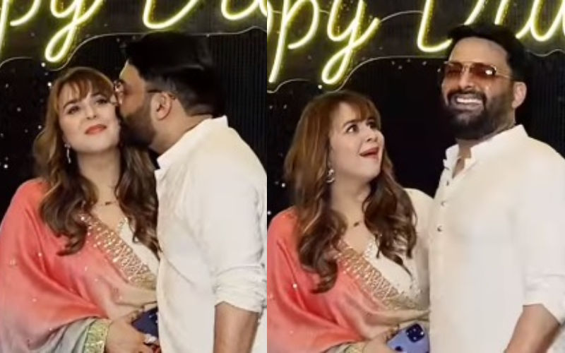 Love Is In The Air! Kapil Sharma KISSES Wife Ginni Chatrath On the Cheek While Attending A Diwali Party; Netizens Left In Awe – Watch Video