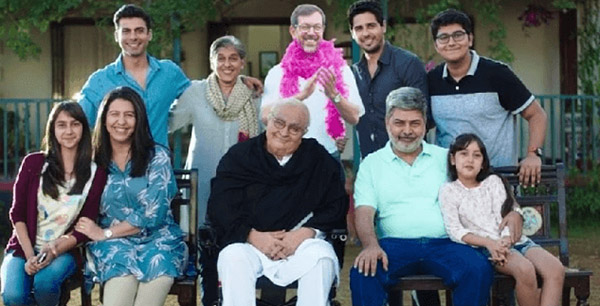the entire family with rajat kapoor cutout for kapoor and sons family photo
