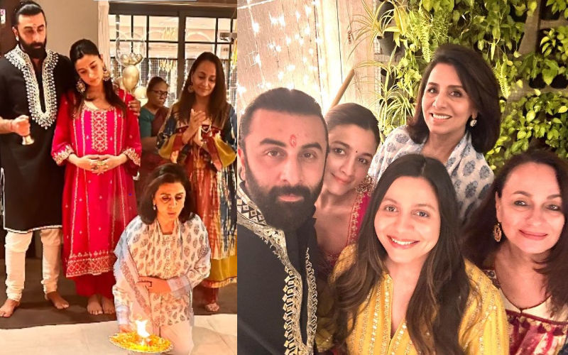 AWW! Protective Dad-To-Be Ranbir Kapoor Holds On To Pregnant Wife Alia Bhatt During Diwali Puja; Neetu Kapoor Shares Pictures From The Gathering
