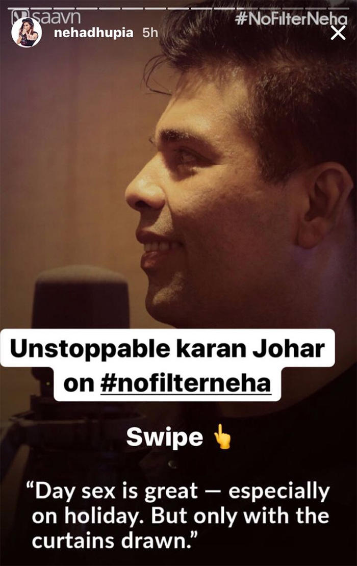 karan johar talks about his sex life on no filter neha