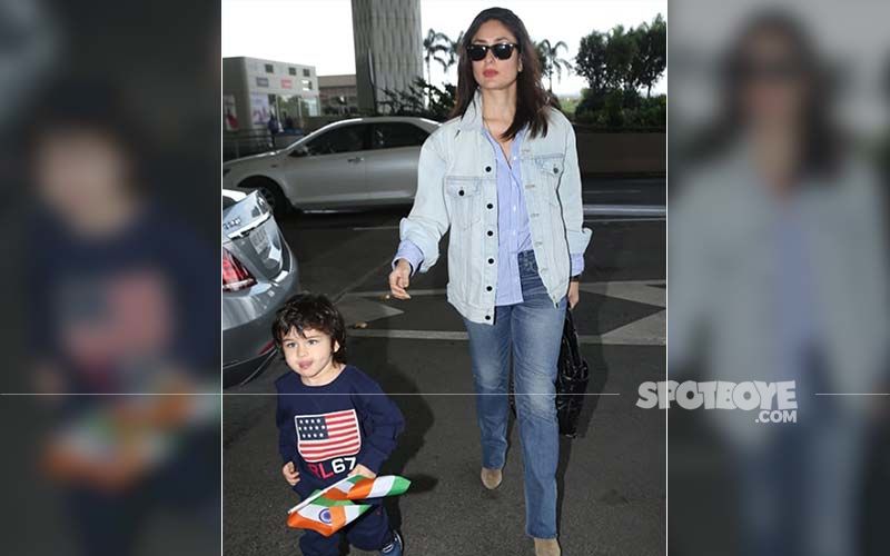 Kareena Kapoor Heads With Taimur Ali Khan For Lal Singh Chaddha Schedule, But Why Is Tim Holding Indian Flags