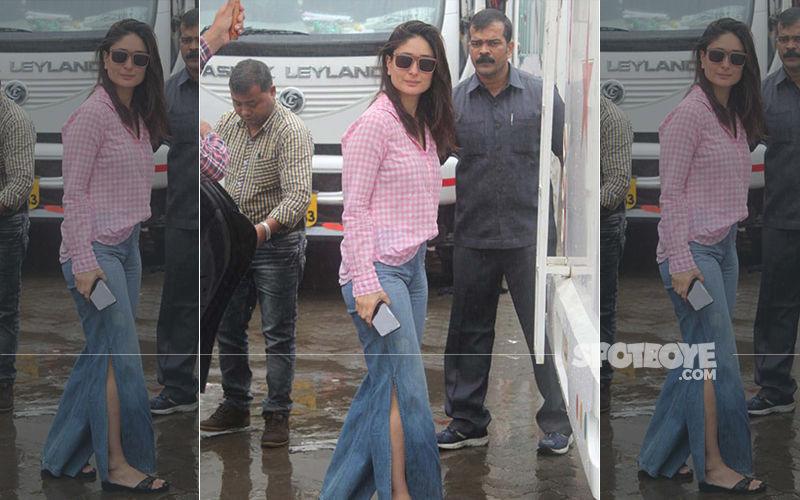 Kareena Kapoor Is A Diva In A Casual Checkered Shirt And High Waist Denims With Side Slit; View Photos